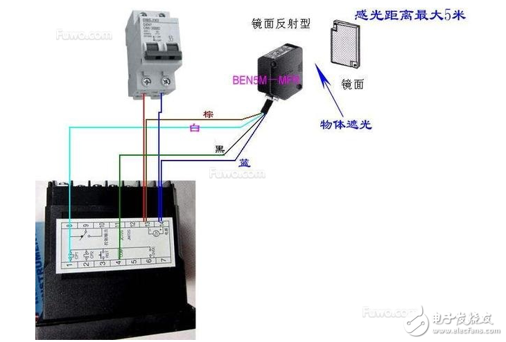 5线光电开关与接触器接线图